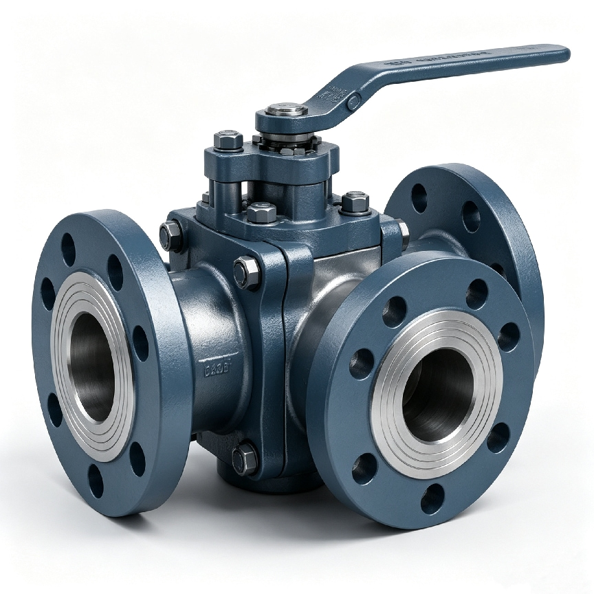 3 WAY L-TYPE FLANGED BALL VALVE